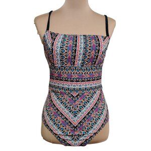 Kona Sol Womens Swimsuit One Piece Crisscross Strappy Lace Up Back Boho Sz M